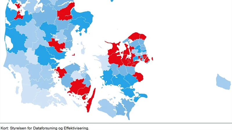 Flere steder på Sjælland er det gået stærkt med at skifte til varmepumper. 
Kilde: Styrelsen for Dataforsyning og Effektivisering