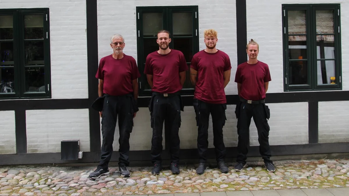 Teamet hos Tækkemanden: Fra venstre er det Per Keis, Jakob Keis, Michael Bonde og Kristoffer Ernst Andersen. Privatfoto