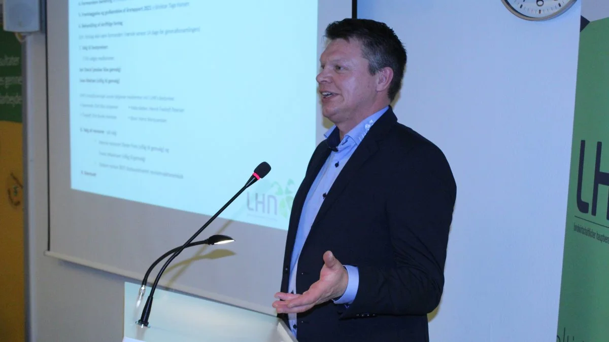 Formanden for LHN, Christian Kock holdt sin første formandsberetning på foreningens generalforsamling. Foto: John Ankersen