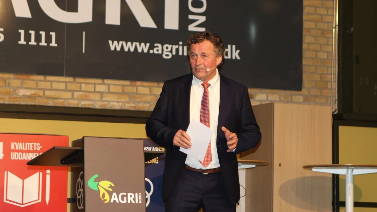 Carl Christian Pedersen, formand, Agri Nord sagde, at det havde været svært at skrive beretningen forud for generalforsamlingen på grund af situationen i Ukraine, som prægede stemningen. Fotos: Line Brusgaard