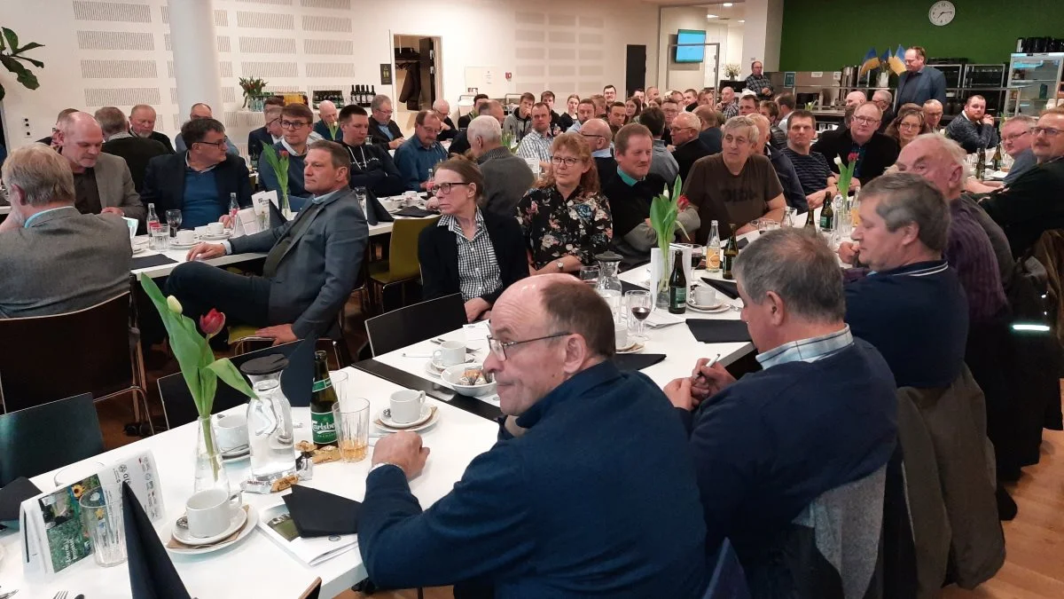 Omkring 100 var mødt op til generalforsamlingen i Sydvestjysk Landboforening, der fandt sted i Sagros rådgivningscenter ved Esbjerg. Foto: John Ankersen