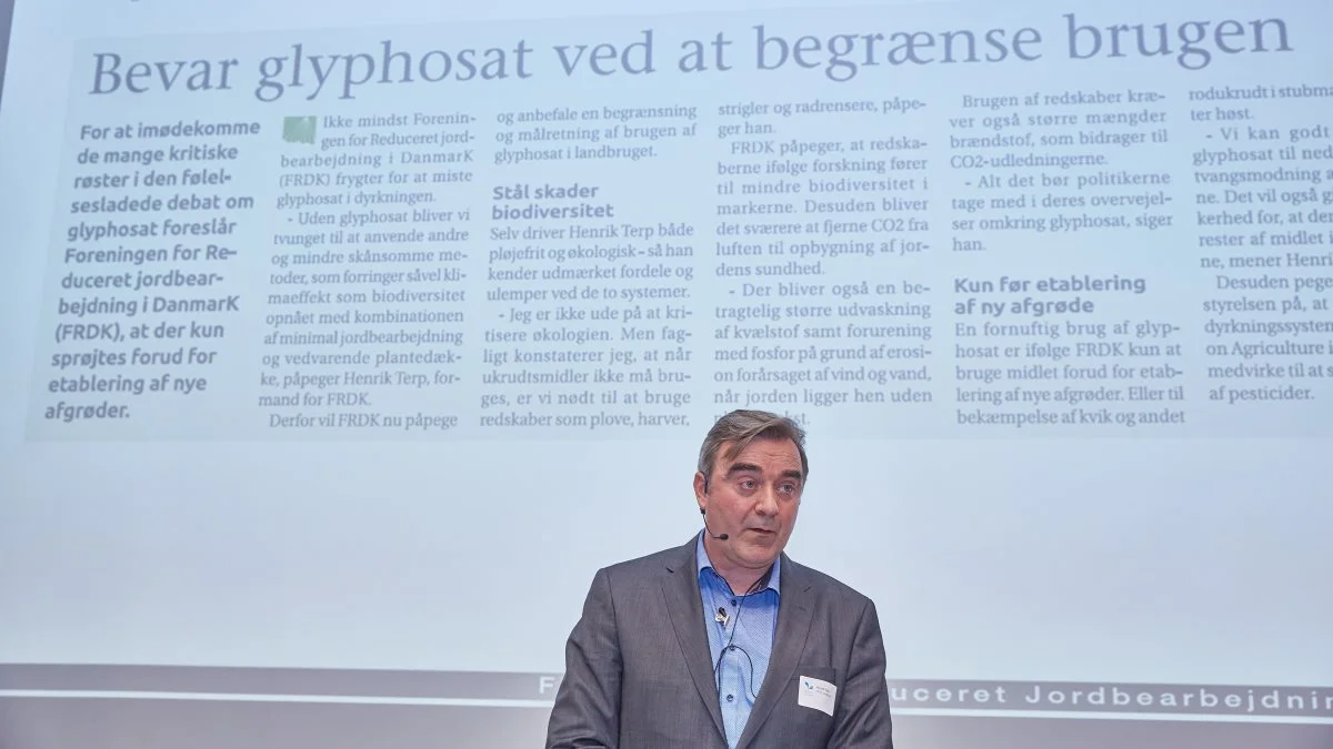 Formand for Foreningen for Reduceret Jordbearbejdning i Danmark, Henrik Terp, er her fotograferet ved et tidligere møde. Arkivfoto