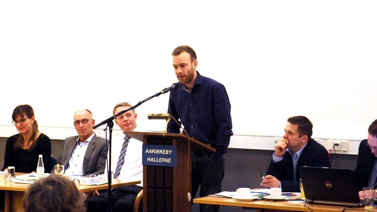 Frederik Tolstrup, der her ses ved en tidligere generalforsamling, blev torsdag valgt som ny formand for Bornholm Landbrug og Fødevarer. 