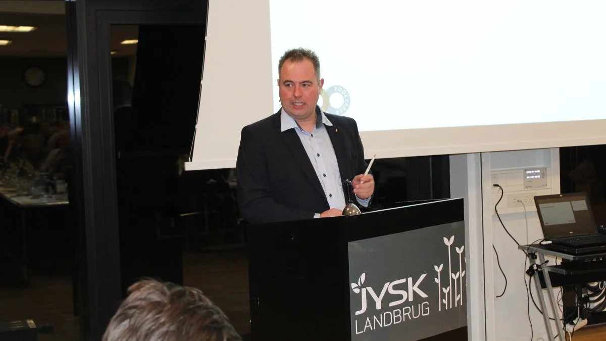 Formand i Jysk Landbrug, H.C. Gæmelke, kom ind på både landbrugsaftalen og ikke mindst krav og forventninger til landbrugets CO2-udledning, i forbindelse med generalforsamlingen. Foto: John Ankersen