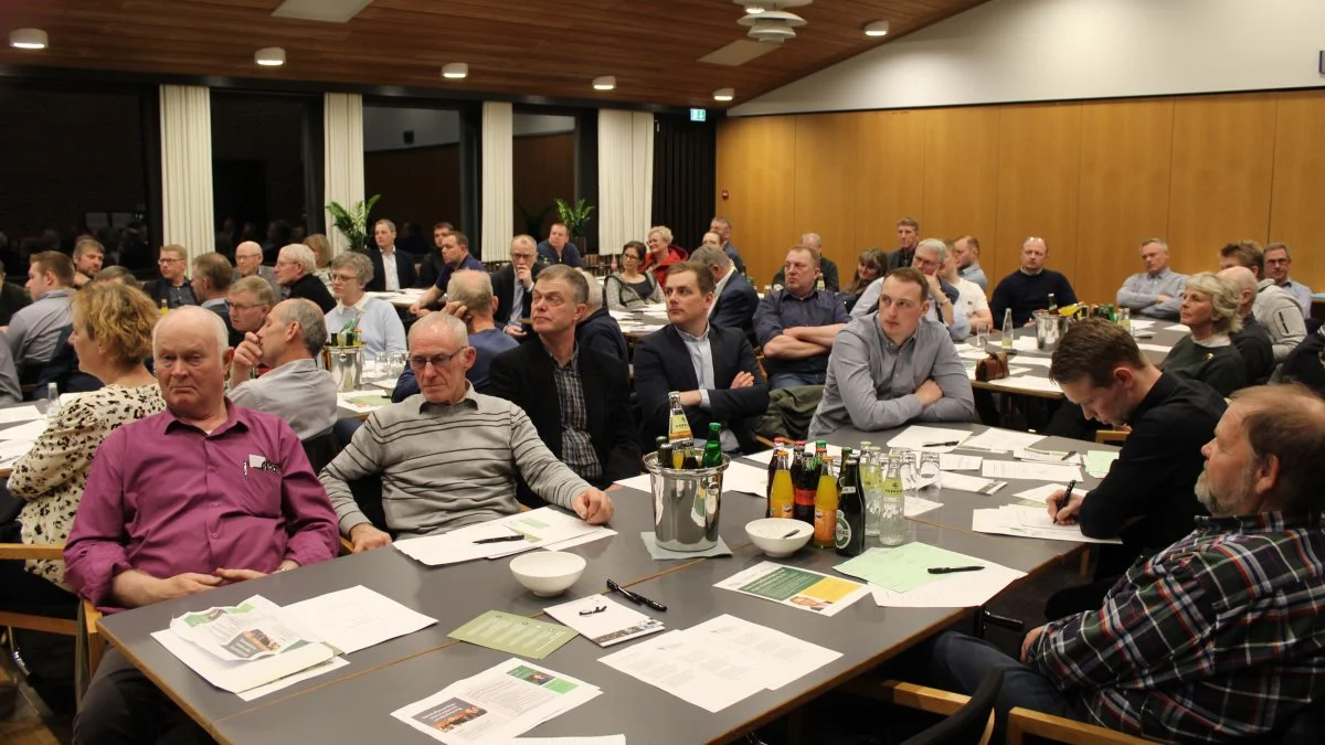 Omkring 75 var mødt op til generalforsamlingen i Vejle-Fredericia Landboforening, der blev holdt på Munkebjerg Hotel i Vejle. Foto: John Ankersen