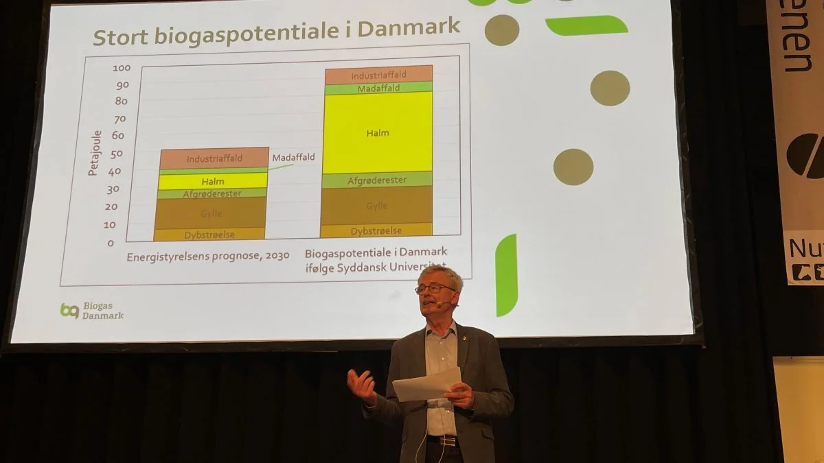 Ifølge formanden for Biogas Danmark, Henrik Høegh, vil biogasbranchen i Danmark være i stand til at levere en fjerdedel af gasforbruget i Danmark, forklarede han på NutriFair 2022 i Fredericia. Messen slutter onsdag. Foto: Jacob Lund-Larsen