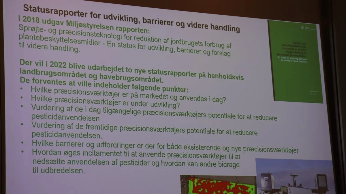 Efter udløb af den hidtidige pesticidstrategi 2018-2022 vil der nu komme to statusrapporter med erfaringerne om præcisionssprøjtning blandt andet - her beskrevet af Miljøstyrelsen.