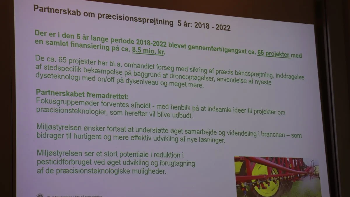 Status på partnerskaber om præcisionssprøjtning. Kilde: Miljøstyrelsen