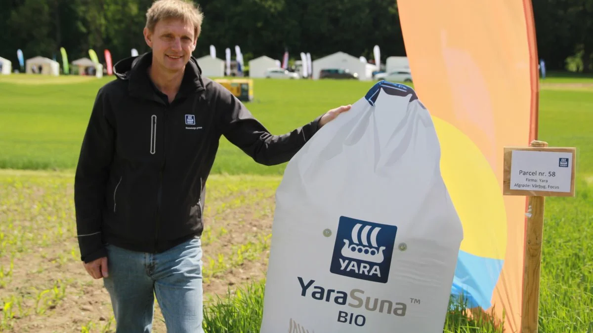 Jens Bach Andersen fra Yara præsenterede den nye økologiske gødning, Yara Suna.