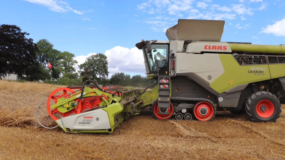 Det er anden sæson, at Peder Jonassons Claas Lexion 8700 er i gang på gården. - Den er så nem og behagelig at køre, siger pilot Christian Jonasson.