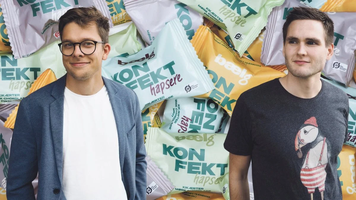 De to barndomsvenner og nu forretningspartnere Benjamin Pedersen (tv) og Martin Hansen (th) har på få år forvandlet en lille snack lavet på bælgfrugter til en virksomhed i vækst. Fotos: Bælg