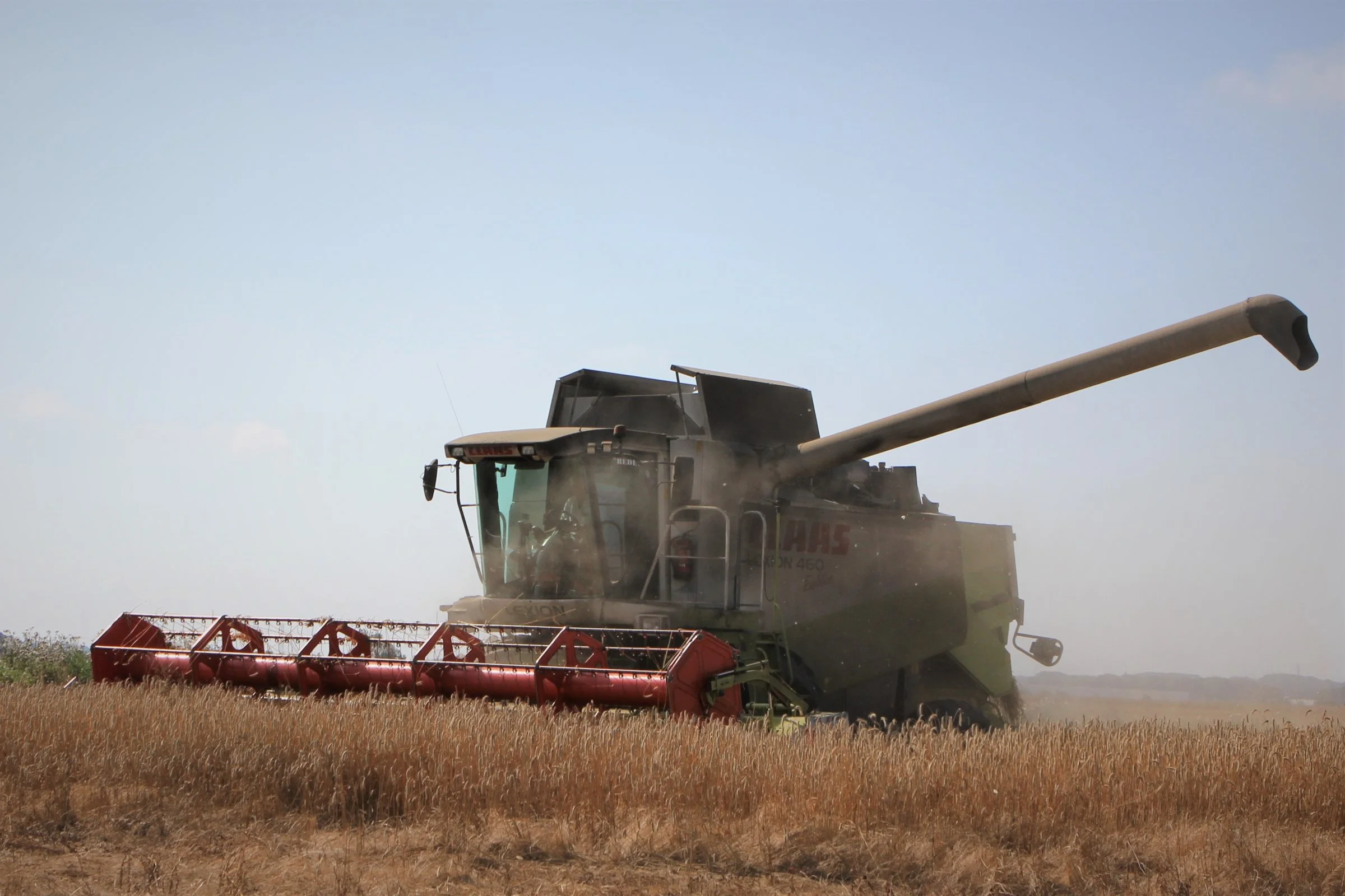 Den snart 20 år gamle Claas Lexion 460 Evolution er bedre kendt som Pers mejetærsker. For det er kun Per Christensen, som ejer Redet, der kører med den. Foto: Kasper Stougård 