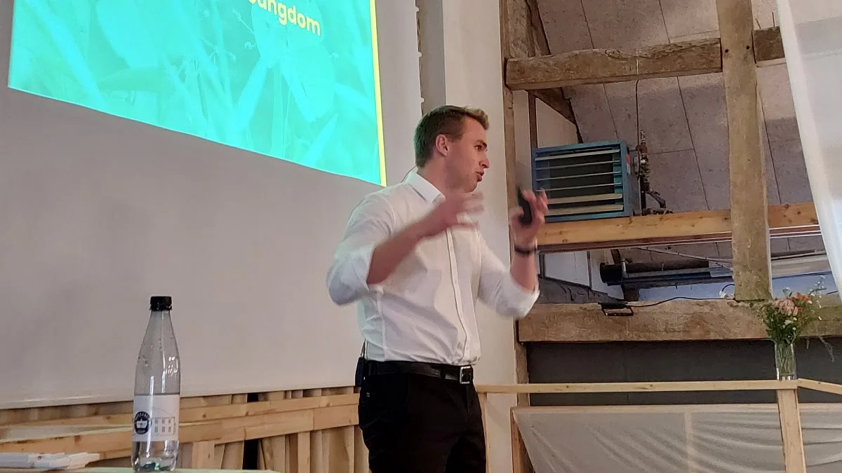 Formand for LandboUngdom, Niels Skovgaard, var blandt indlægsholderne i forbindelse med Tænketanken Frejs klimadag. Foto: John Ankersen