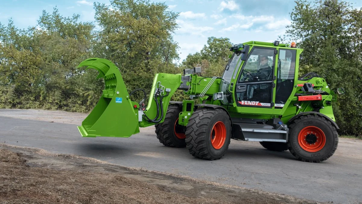 Fendt Cargo T955-læsseren har trods sin størrelse en lille venderadius på ned til firemeter alt efter dækmontering. Pressefoto