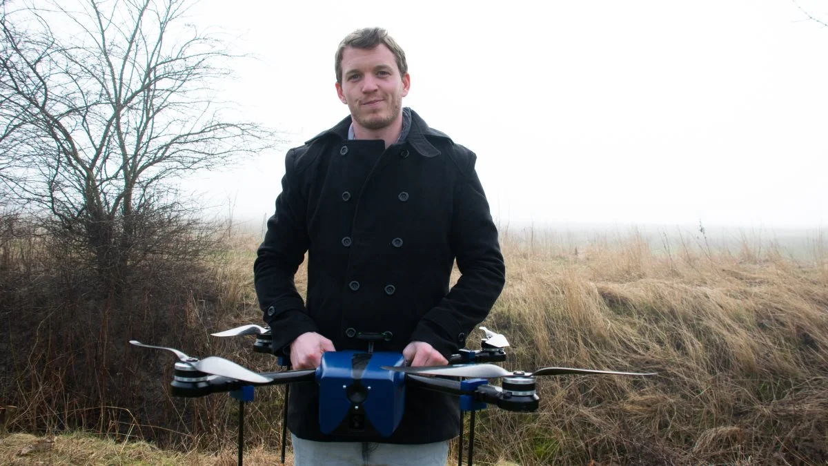 Naust Robotics, der står bag de såkaldte »flyvende fugleskræmsler,« er blandt deltagerne på Food & Bio Cluster Denmarks stand på Agromek, hvor de fremviser fremtidens droneløsninger til landbruget. Arkivfoto: Victor Juul Grønbæk