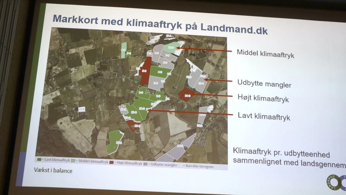 Det er nu muligt at se klimaaftrykket på sine egne marker. Ved planteregionsmødet i Vissenbjerg forklarede miljøchef Irene Wiborg, Seges Innovation, om det nye tiltag på Landmand.dk. Fotos: Erik Hansen