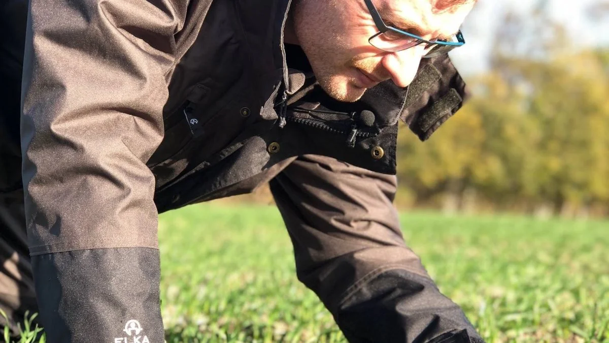 Planteavlskonsulent Carsten Fabricius, LMO var sammen med sine 39 planteavlskollegaer mandag i fuld gang med at tælle bladlus i i alt 80 marker fordelt fra Vejle i syd til Østervrå i nord. Foto: TV2 Østjylland