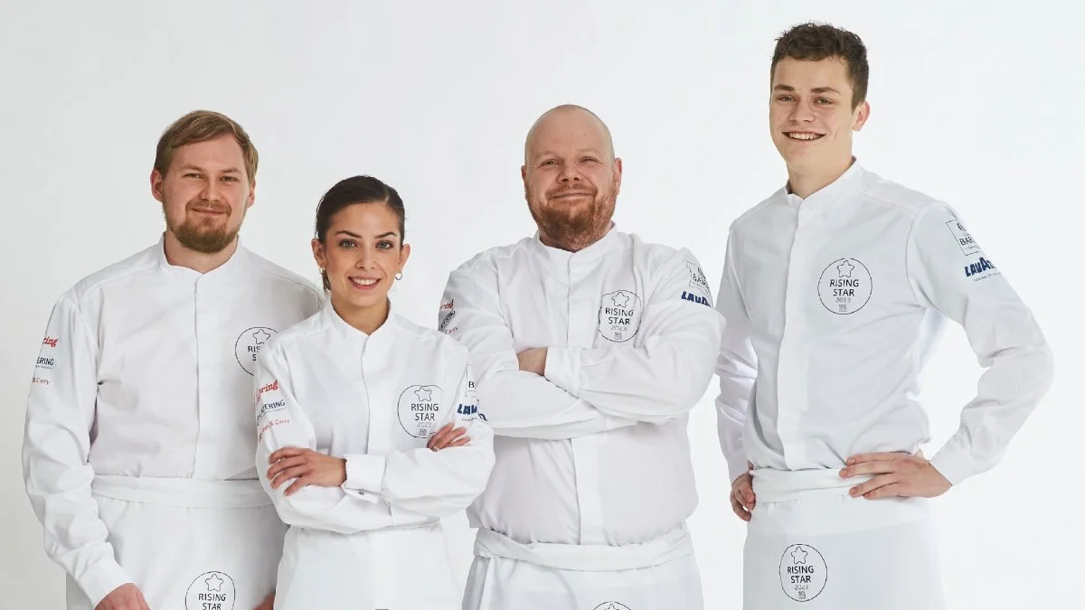 Sol over Gudhjem Rising Star 2023 deltagere fra venstre: Mads Søholm Jørgensen, Rebecca Victoria P Siri Corbo, Thomas Hust og Tobias Werner Isaksen. Foto: Sol over Gudhjem