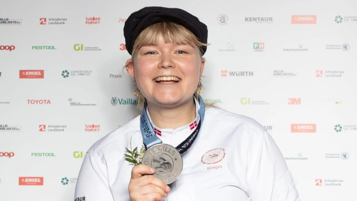 Julie V. S. Kirkegaard vandt i bagerfagskategorien. Hun er ved at uddanne sig på Uddannelsescenter Holstebro og står i lære ved Bageriet Løgten v/Jan Boe Pedersen. Foto: Skills
