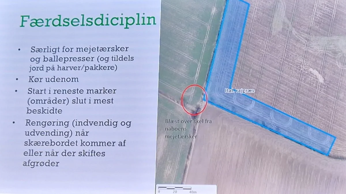 En opfordring var, at der bliver tænkt mere i færdsel med maskiner over markerne, så spredning af ukrudt med disse forebygges.