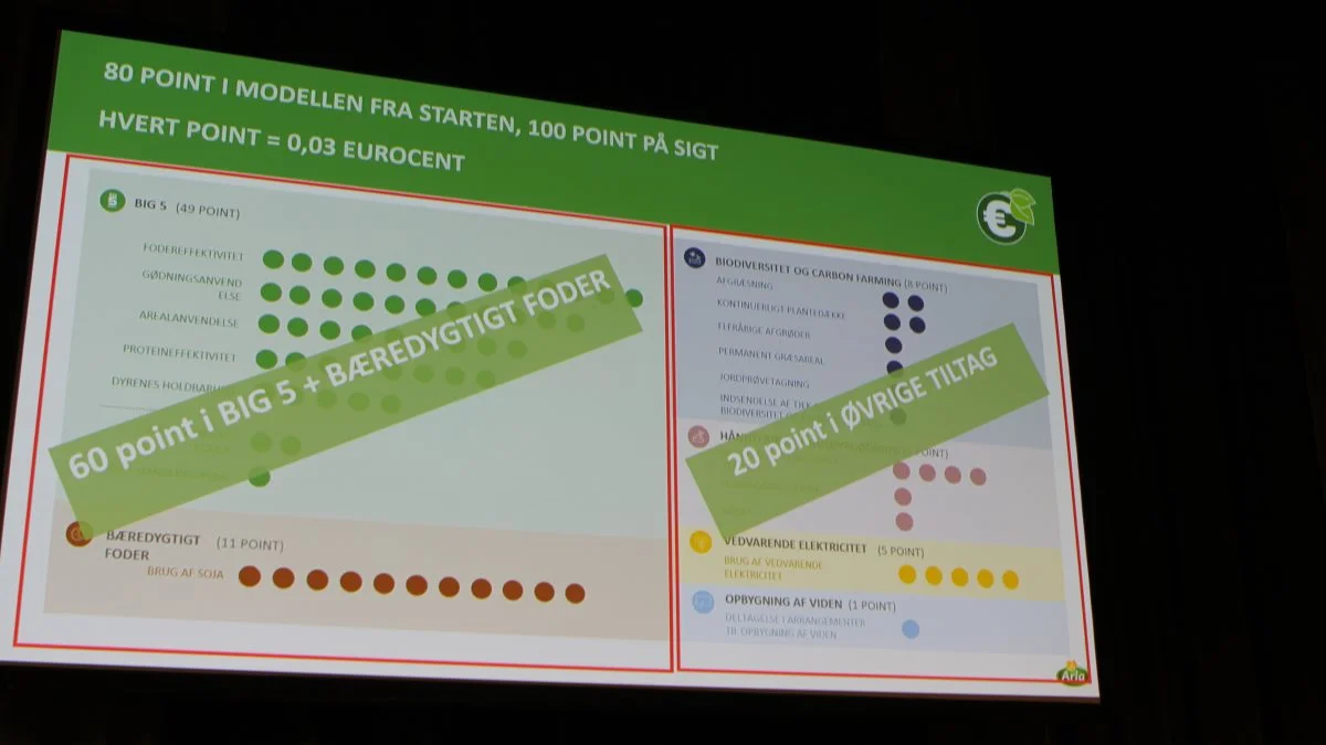 I Arlas klimatillæg er det muligt at opnå 80 point i alt, hvoraf pointene fra »Big 5« indgår.