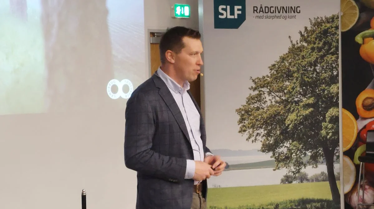 Formand i Landbrug & Fødevarer, Søren Søndergaard, var indlægsholder inden selve generalforsamlingen. Han kom især ind på den aktuelle politiske situation omkring landbruget og den dialog, man har med flere landspolitikere. Foto: John Ankersen