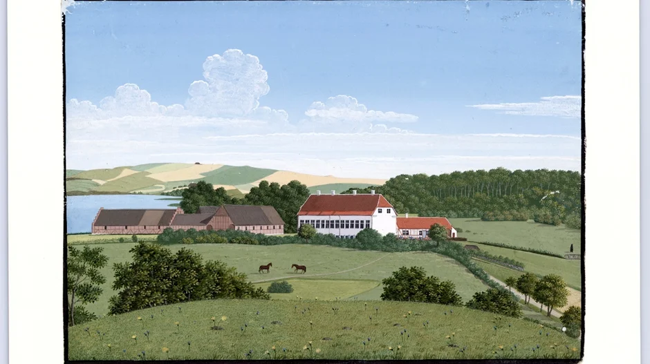 Landskabet omkring Fussingø er et udpræget herregårdslandskab. Dette landskab er nu blevet dokumenteret i en rapport udarbejdet af Dansk Center for Herregårdsforskning. Illustration: Dansk Center for Herregårdsforskning