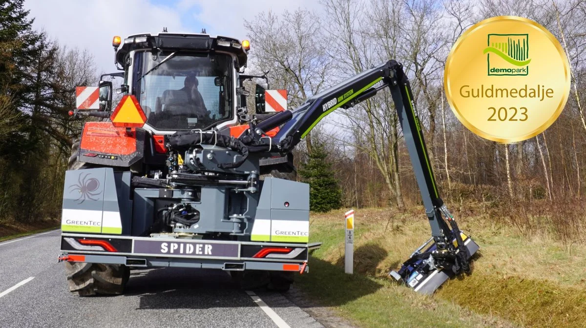 Den danske specialist i vedligehold af grønne områder, GreenTec, er blevet tildelt en guldmedalje af Innovationskommissionen på demopark-messen for sin nye »Spider«-armklipperserie.