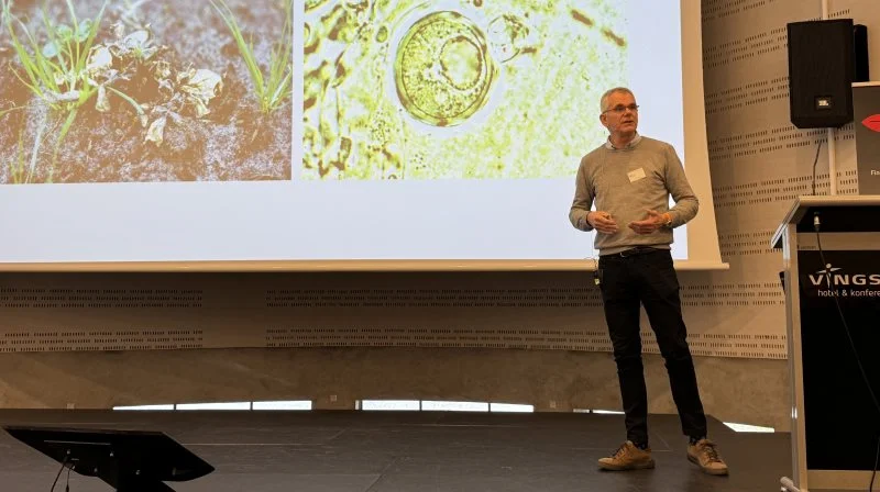 Lars Bødker præsenterede hovedtankerne bag en handleplan mod kartoffelskimmel ved Kartoffelkongressen torsdag. Foto: Kasper Stougård