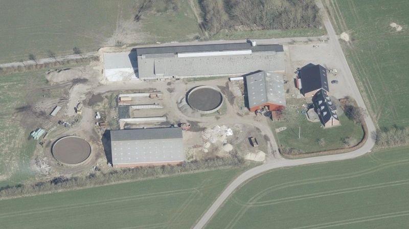 Kirkbi Climate har købt et 123 hektar økologisk landbrug ved Sig nord for Varde. Foto: Skraafoto/Dataforsyningen