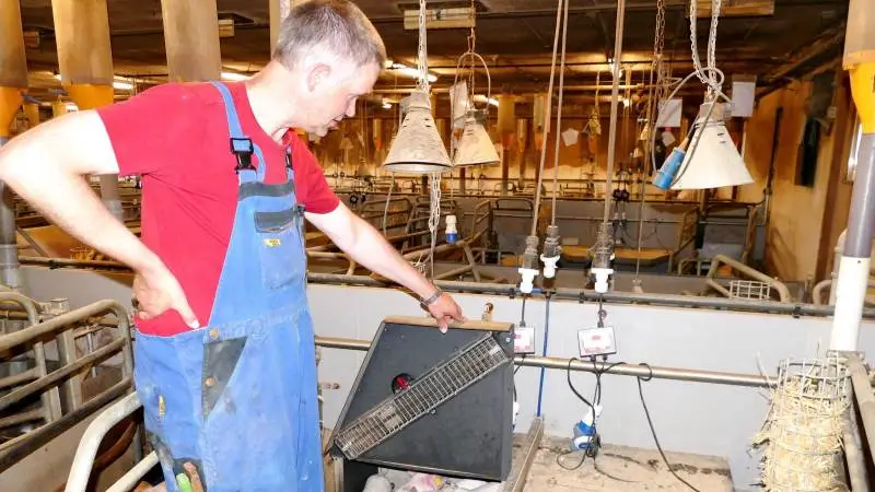Ved at skifte fra traditionelle varmelamper til disse varmelegemer med termostatregulering forventer Claus Bruun Jørgensen at kunne spare på energiregningen. Fotos: Bøje Østerlund