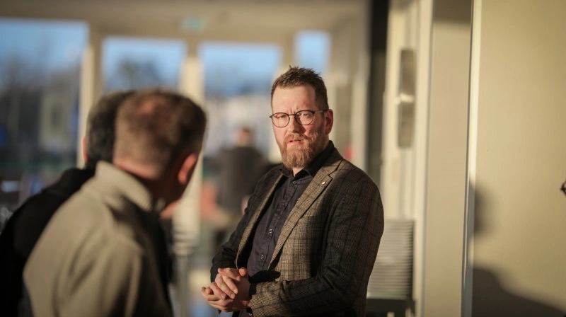 Sven Joensen aflagde sin beretning og blev senere genvalgt som formand for Familielandbruget Vest-Jylland. Foto: Familielandbruget Vest-Jylland