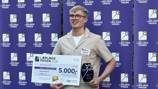 Tobias Bonde er kåret som vinder af lærlingeprisen fra SMVHolstebro i kategorien Fødevarer, Jordbrug og Oplevelser. Med prisen følger 5.000 kroner.