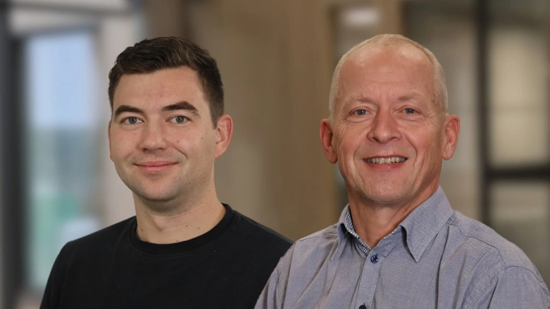 Planteavlskonsulent i Agillix, Rasmus Larsen og fagchef Foder, griserådgiver i Agillix, Peter Jakobsen. Foto: Agillix