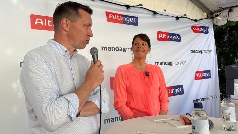 Søren Søndergaard, formand for Landbrug & Fødevarer, og Franciska Rosenkilde, partileder i Alternativet, kunne ikke blive enige om alting, da de duellerede på Folkemødet. Lidt konsensus var der dog. Fotos: Christian Ingemann