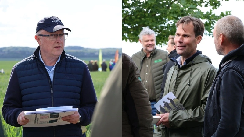 Souschef i Agillix Plante, Flemming Floor Jensen og bæredygtighedschef i Agillix, Michael Rottbøll har fokus på den nye justering af kvælstofreguleringen. Foto: Agillix