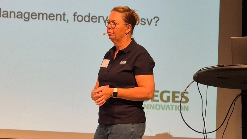 Mette Fjordside fra Seges Innovation satte på Fodringsdagen fokus på variationen i proteinniveauet i praksis. Foto: Tenna Bang