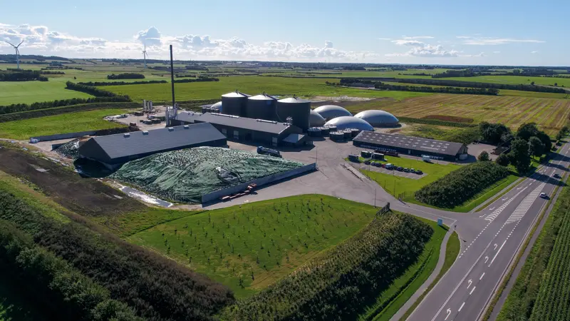 Den biogene CO2 bliver fanget på BioCircs fem biogasanlæg i Favrskov, Vesthimmerland, Haderslev, Grønhøj og Vinkel. Foto: BioCirc