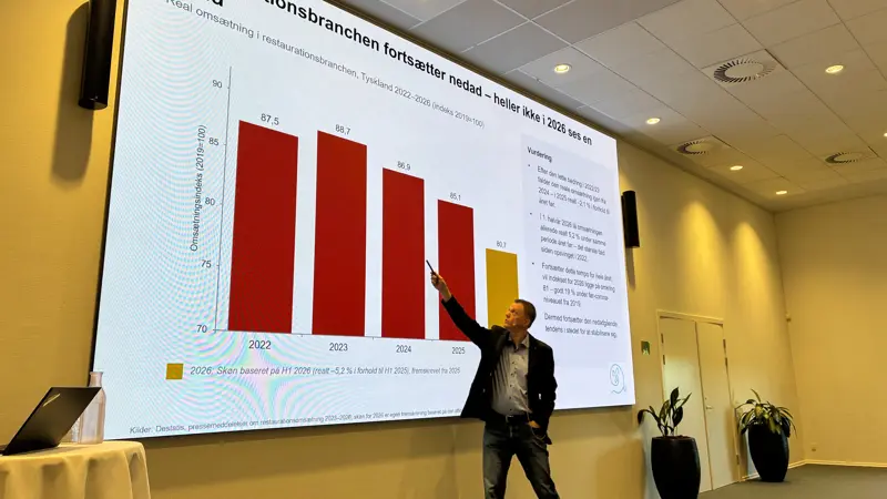 Markedsanalytiker Markus Fiebelkorn fortæller, at forbruget af svinekød falder hastigt i Tyskland, hvor omsætningen i restaurationsbranchen også dykker. Begge dele presser salget af dansk svinekød. Foto: Lars Attrup