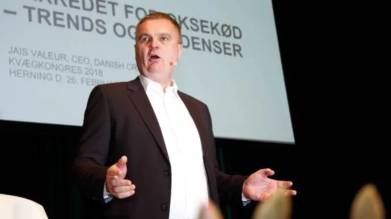 Jais Valeur kun fortælle at oksekødsdelen i Danish Crown er steget til en ejerandel på 12 procent, mens visionen er, at oksekød skal udgøre 15 procent af omsætningen og dække 70 procent af det danske marked. Foto: Christian Carus