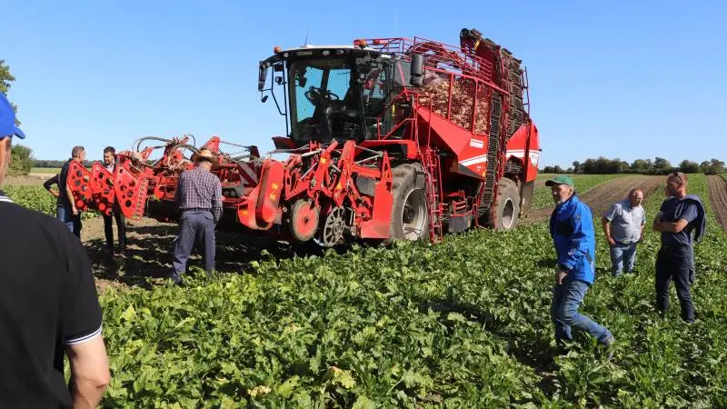 Den nye seks-rækkede Rexon 6200 roeoptager fra Grimmes Platinum-serie regnes med sine 40 tons samlet vægt med fuld tank for en letvægter indenfor roeoptagere. Fotos: Jørgen P. Jensen