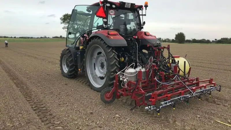 Målet er kun at sprøjte lige omkring den lille roeplante. Resten af marken radrenses for eksempel. Fotos: Geoteam