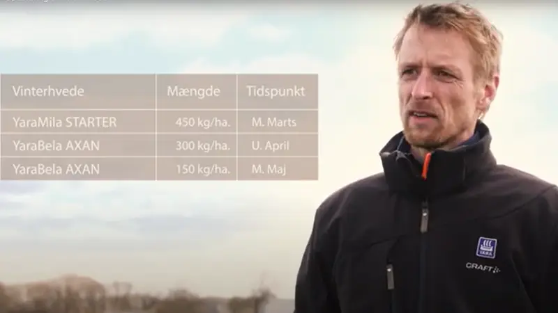 Chefagronom Jesper Juul Ulnitz, Yara anbefaler, at der er fosfor til rådighed ved vækststart i marts måned. Det kan for eksempel være ved at tildele 450 kg pr. hektar af YaraMila Starter efterfulgt af YaraBela Axan i henholdsvis ultimo april og midt maj. Foto: Infovideo Yara