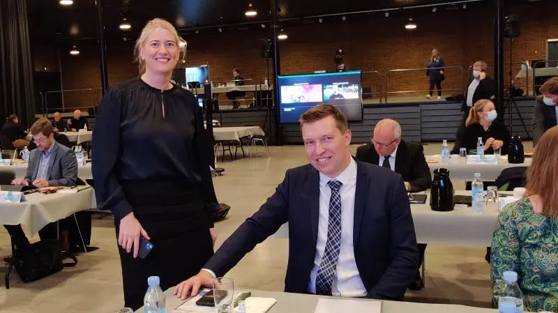 L&F-direktør Anne Arhnung og formand Søren Søndergaard ses her under delegeretmødet i november sidste år, hvor sidstnævnte netop overtog formandsposten i organisationen. Foto: Lasse Ege Pedersen