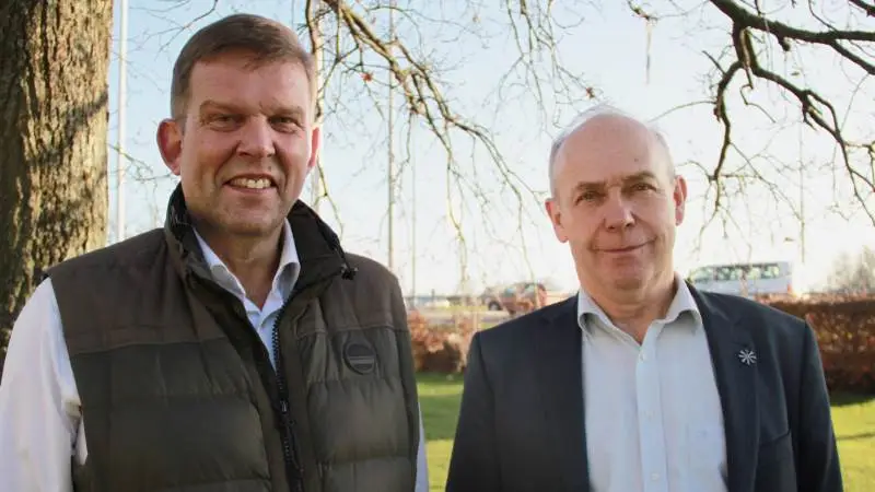Torben Hansen (til venstre) og John Nielsen, formand for henholdsvis Gefion og DLS, ønsker at stå stærkere på det politiske område, og det skal ske gennem en fusion af de to foreninger. Foto: VKST