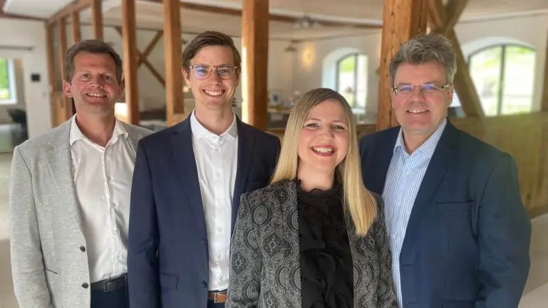 Fra venstre: Jakob Tilma, Martin Kollerup, Christina Yding Hahn-Elgaard, Bjarke Eg. Foto: Farmbrella