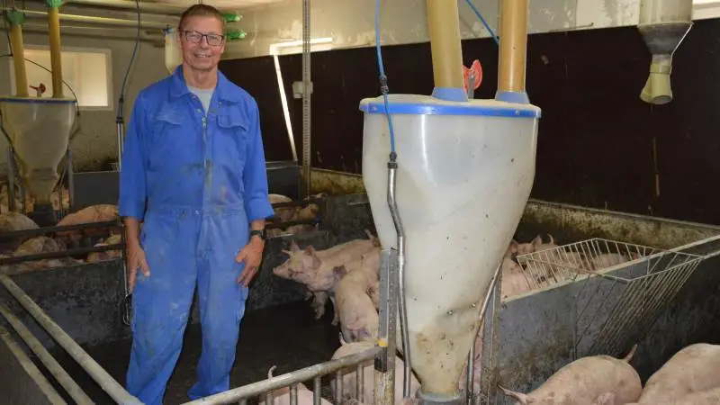 - Jeg havde læst om Topigs Norsvin på Facebook og efter at have undersøgt mulighederne nærmere, besluttede jeg at skifte genetikken helt, forklarer Ole Junker. Fotos: Camilla Bønløkke
