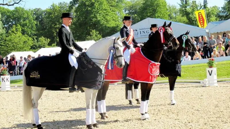 Broholm Horseshow har været en et populært tilløbsstykke gennem 15 år. Her er det under præmieoverrækkelsen ved DRF-mesterskabet i dressur for U25 i 2013.