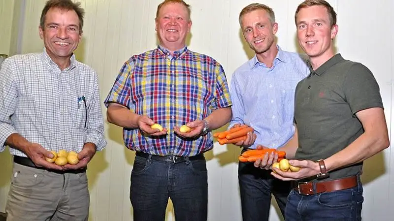 De fire finalister i Lammefjorden Grand Cru: Fra venstre: Ole Nielsen, Anders Biltoft Kristensen, Jens Møller Olsen og Kristoffer Linderoth. Foto: Ulrik Larsen