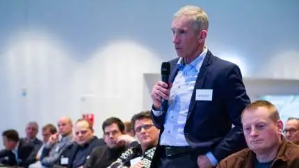 Peter Kjær Knudsen til Danske Svineproducenters generalforsamling. Foto: Anne Wolfenberg